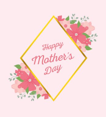 happy mothers day, letter ornament flowers frame decoration card