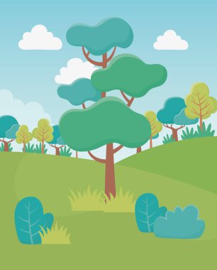 landscape trees field bushes foliage nature greenery image