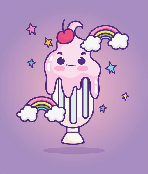 Nourriture mignon lait fondu shake fruit dessin animé — Image vectorielle