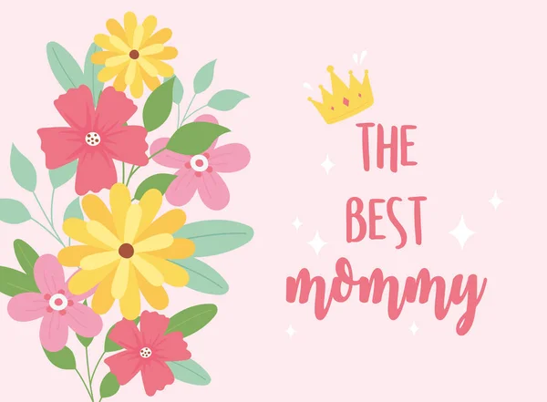 Feliz dia das mães, arranjo de flores cartão de decoração — Vetor de Stock