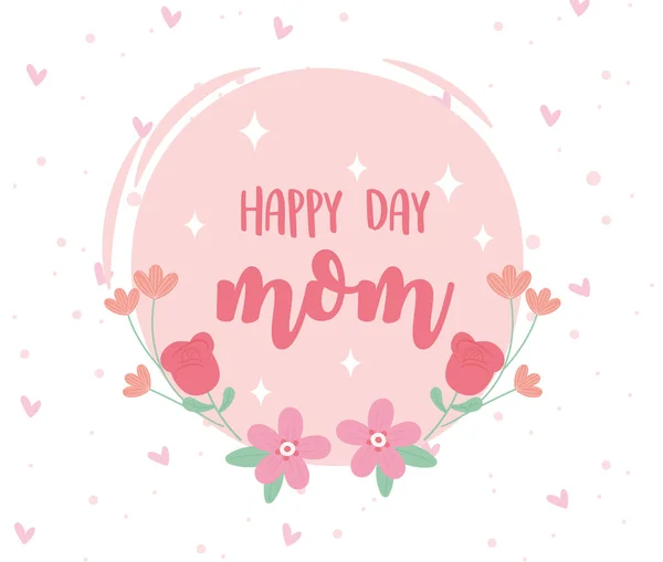 Feliz dia das mães, flores convite cartão floral etiqueta decoração — Vetor de Stock