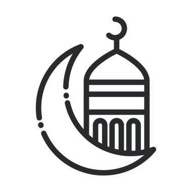 Yarım Ay Camii Tapınağı Ramazan Arap İslami kutlama hattı ikonu
