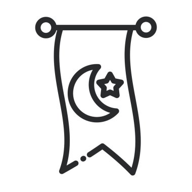 Ay yıldızı amblemi Ramazan Arap İslami kutlama çizgisi simgesi