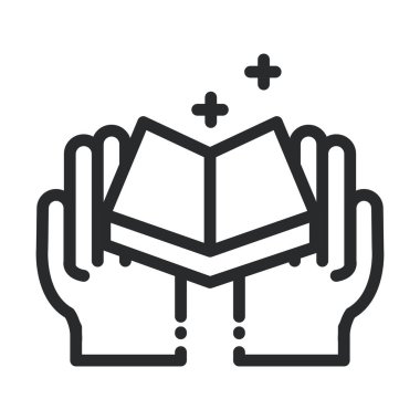 Kur 'an-ı Ramazan-ı İslami kutlama çizgisi ikonu olan eller