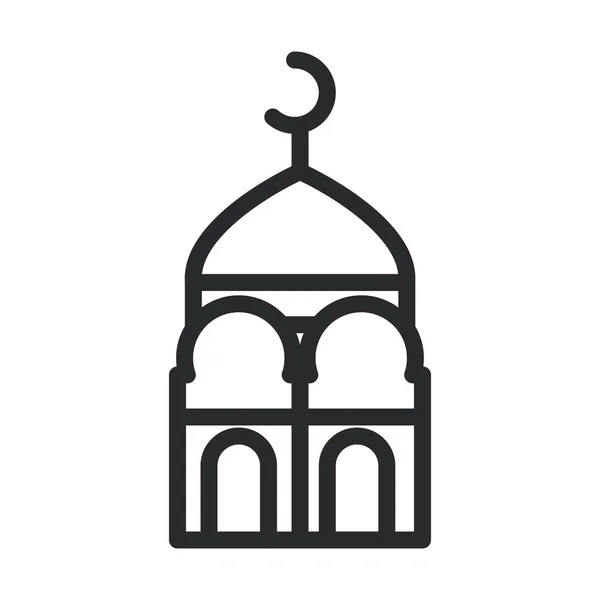 Mosque moon temple ramadan arabic islamic celebration line style icon — Stock Vector