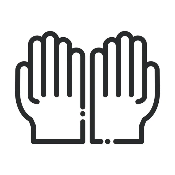Open hands gesture palm traditional ramadan arabic islamic celebration line style icon — Stock Vector