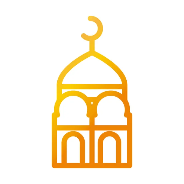 Mosque moon temple ramadan arabic islamic celebration gradient line icon — Stock Vector