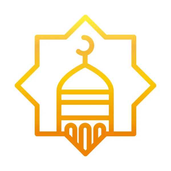 Mosque moon temple ramadan arabic islamic celebration gradient line icon — 스톡 벡터