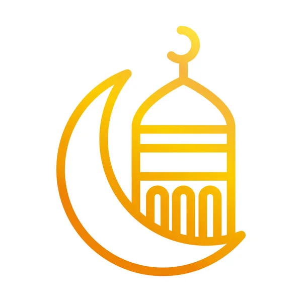 Half moon mosque temple ramadan arabic islamic celebration gradient line icon — Διανυσματικό Αρχείο