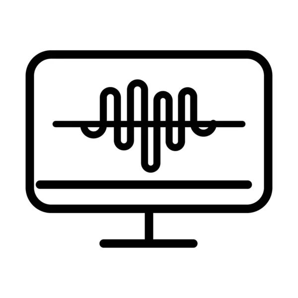 Monitor ecualizador de computadora sonido línea estilo icono — Vector de stock