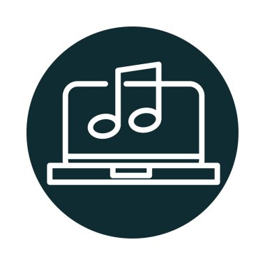 laptop computer music app sound block style icon
