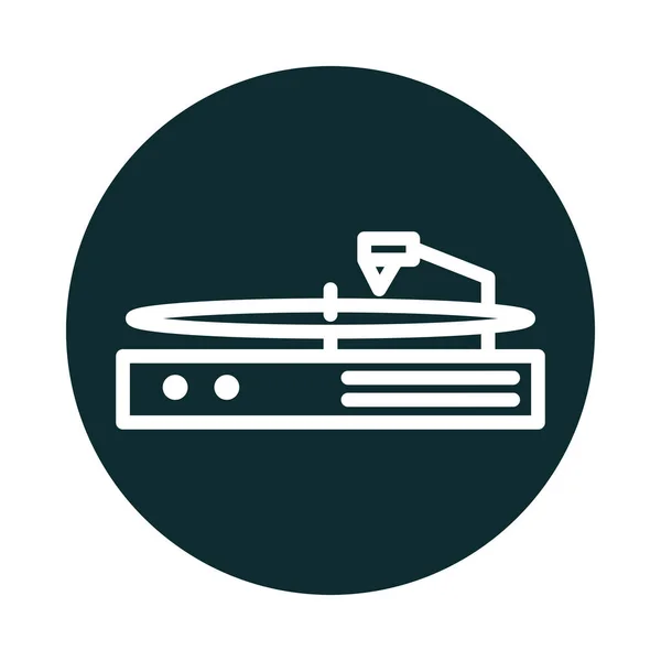 Plattenspieler Vinyl Musik Soundblock Stil-Ikone — Stockvektor