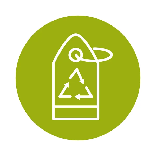 Etiqueta reciclar alternativa energía sostenible bloque línea estilo icono — Vector de stock