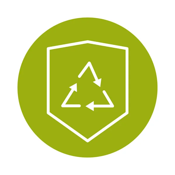 Recycle shield eco alternative sustainable energy block line style icon — Stock vektor