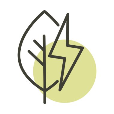 Yaprak gök gürültüsü alternatif sürdürülebilir enerji çizgisi simgesi