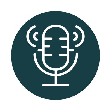 microphone radio audio sound block style icon