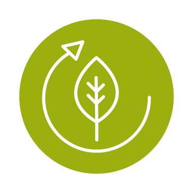 Yaprak ekoloji döngüsü alternatif sürdürülebilir enerji bloğu çizgi simgesi