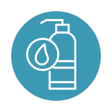 Virüs covid 19 pandemik antibakteriyel şişe bloğu çizgi simgesi