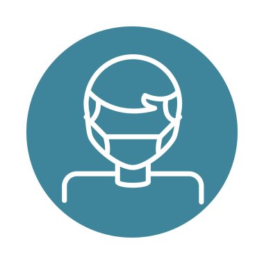 Virüs covid 19 salgını koruyucu maske takan adam çizgi simgesi