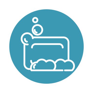 Virüs covid 19 salgın sabun köpüğü temiz blok çizgisi simgesi