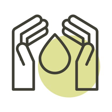 Eller su damlası alternatif sürdürülebilir enerji hattı simgesi