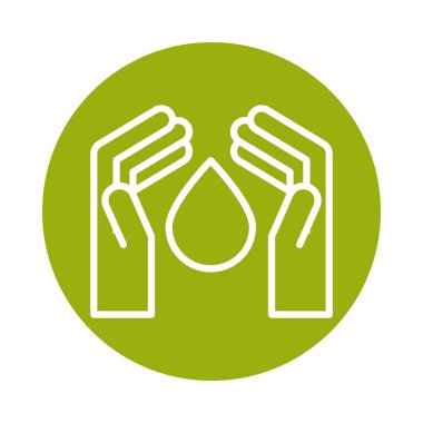 hands water drop alternative sustainable energy block line style icon