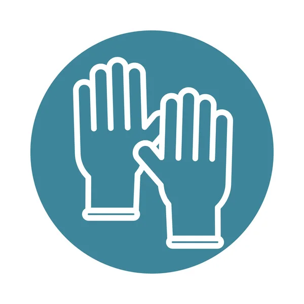 Ιός covid 19 πανδημία προστατευτικό ιατρικό γάντια μπλοκ γραμμή εικονίδιο στυλ — Διανυσματικό Αρχείο