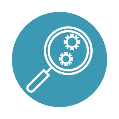 virus covid 19 pandemic magnifying glass research block line style icon