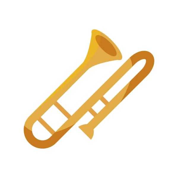 Trombone wind musical instrument isolated icon — Stock Vector