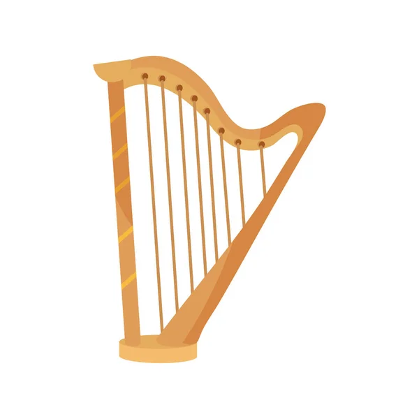 Harpe instrument de musique à cordes icône isolée — Image vectorielle