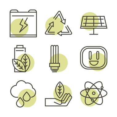 sürdürülebilir enerji alternatif yenilenebilir ekoloji simgeleri satır biçimi simgesi belirledi