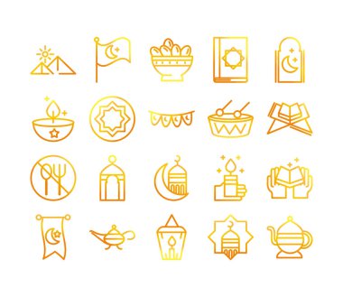 Kutlama ramazan arap kutlaması gradyan çizgisi simgeleri belirlendi