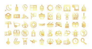 Kutlama ramazan arap kutlaması gradyan çizgisi simgeleri belirlendi