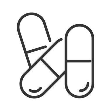 Virüs covid 19 salgın tıp kapsülü uyuşturucu çizgi simgesi