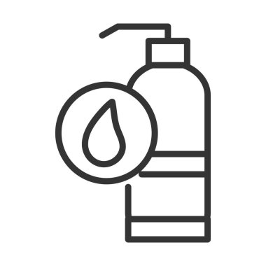 Virüs covid 19 pandemik antibakteriyel şişe çizgi simgesi