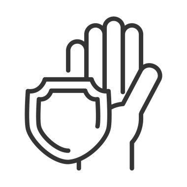 Virüs covid 19 pandemik el kalkanı koruma hattı simgesi