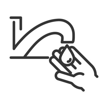 Virüs covid 19 salgın el yıkama musluğu su hattı simgesi