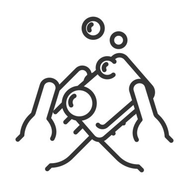 Virüs covid 19 salgını sabun hattı ikonu ile el yıkama