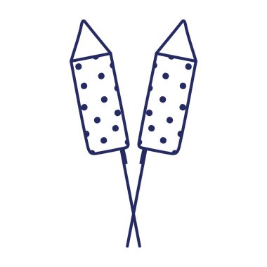 Mutlu yıllar havai fişekler kutlama partisi ikon hattı tarzında izole edildi