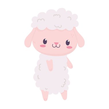 Şirin koyun hayvan çizgi filmi izole edilmiş ikon