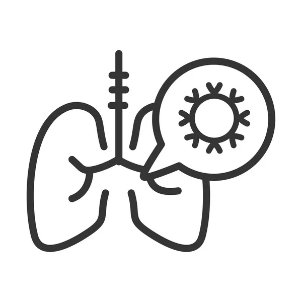 Virus covid 19 pandemia enfermedad pulmonar línea de infección icono de estilo — Archivo Imágenes Vectoriales