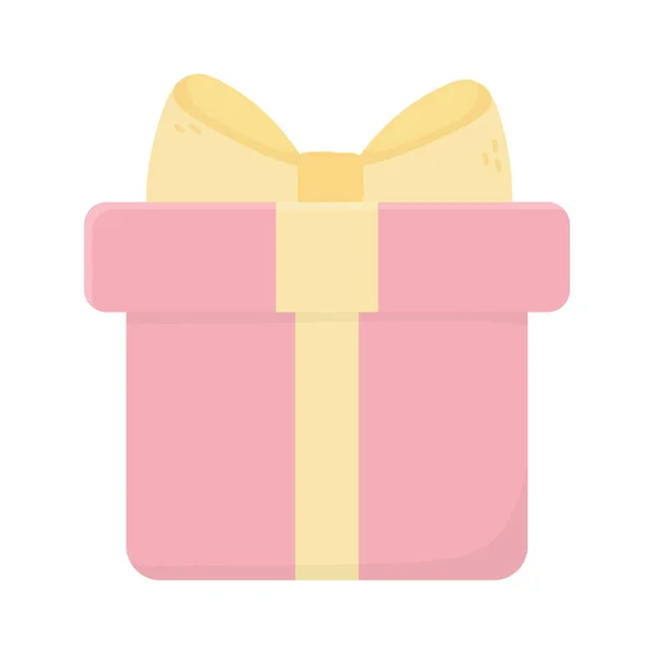 Felice compleanno regalo scatola nastro decorazione celebrazione isolato icona — Vettoriale Stock