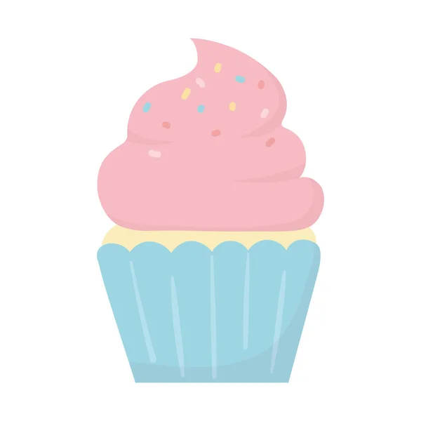 Feliz cumpleaños dulce cupcake snack celebración aislado icono — Archivo Imágenes Vectoriales