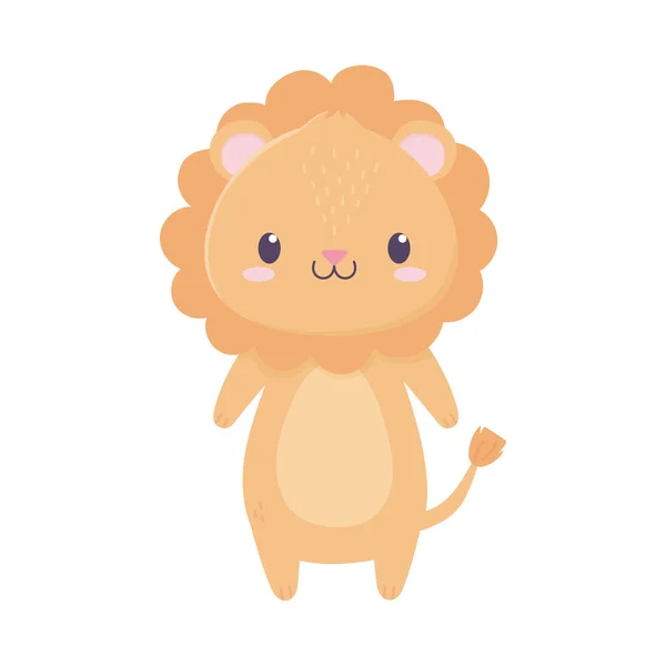 Ładny lew zwierzę kreskówka izolowane ikona — Wektor stockowy