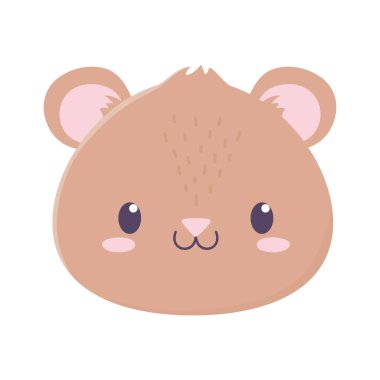 Sevimli ayı suratlı hayvan çizgi filmi izole edilmiş ikon