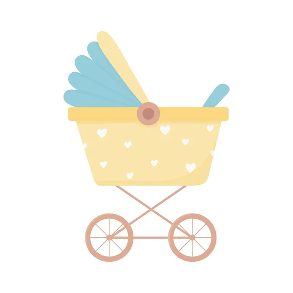 Bebé ducha cochecito transporte recién nacido aislado icono — Vector de stock