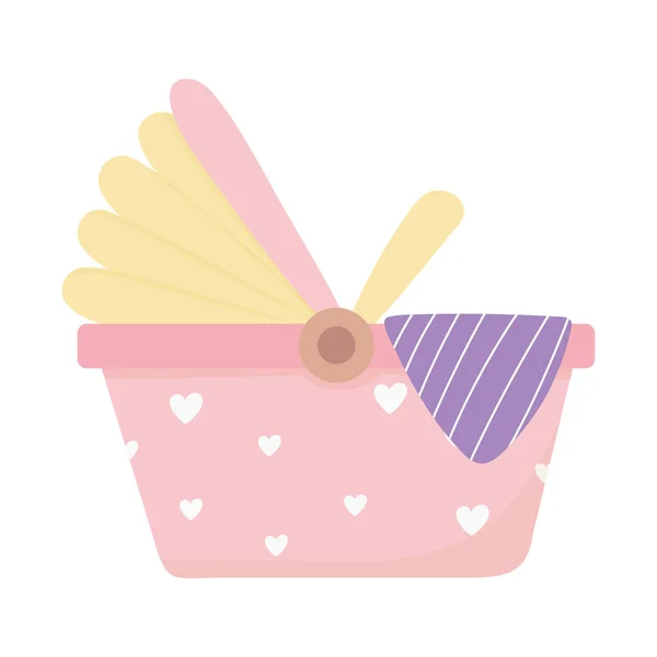 Baby shower carriage seat icon — Stock Vector