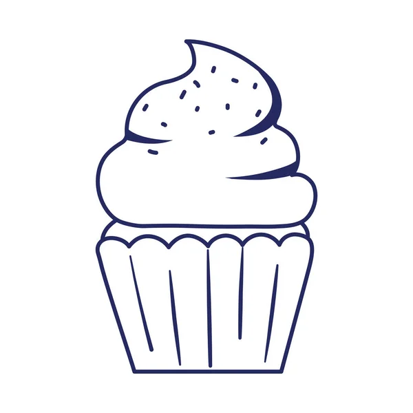 Alles Gute zum Geburtstag süße Cupcake Snack Feier isoliert Symbol Linie Stil — Stockvektor