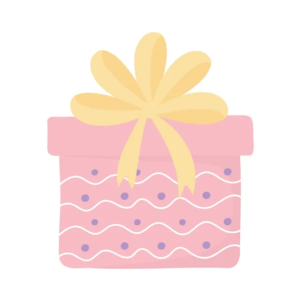 Feliz cumpleaños caja de regalo cinta decoración celebración icono aislado — Vector de stock