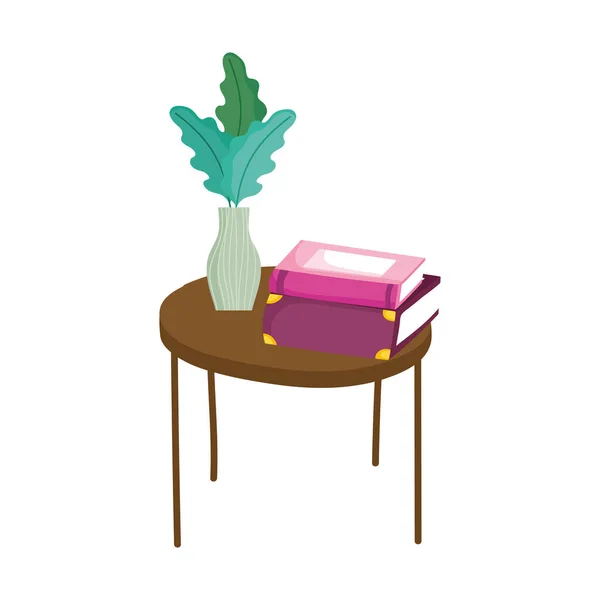 Empilés livres et plantes dans un vase sur la table, jour du livre — Image vectorielle